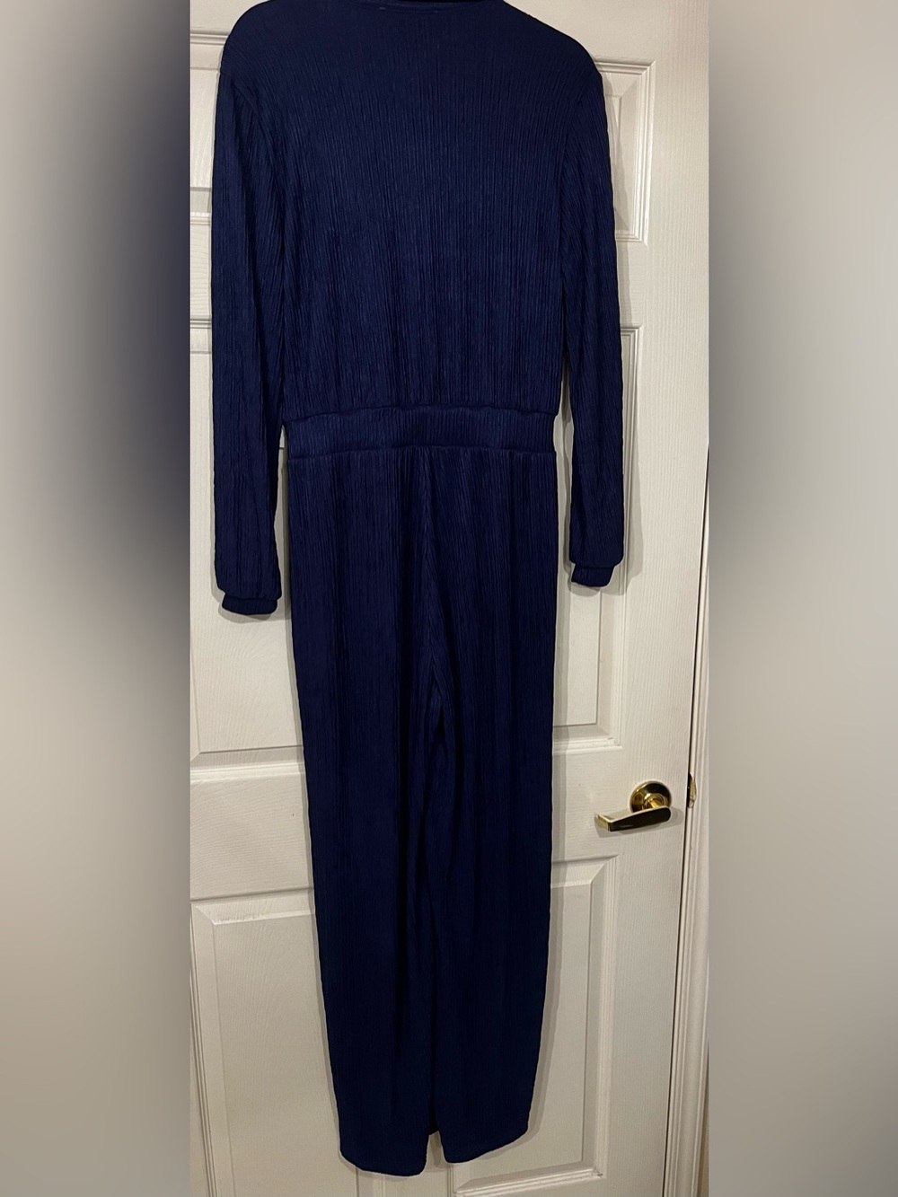 Navy Blue Crinkled Jumpsuit - Picture 3 of 3